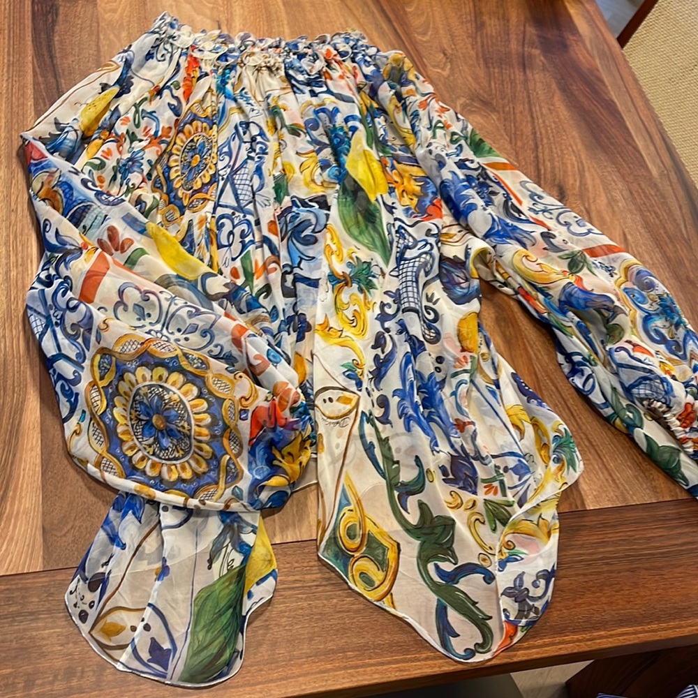 Dolce and Gabbana silk peasant blouse